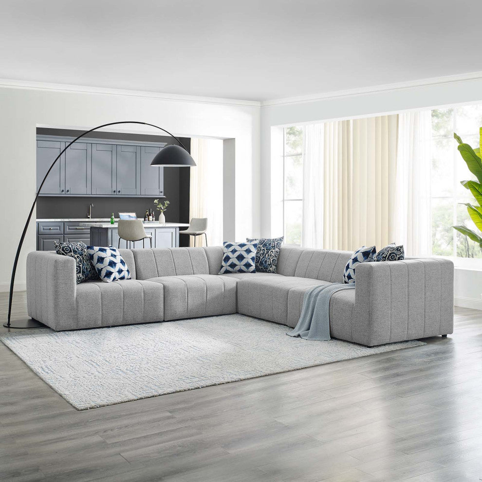 Bartlett Upholstered Fabric Upholstered Fabric 5Piece Sectional Sofa-Light Gray