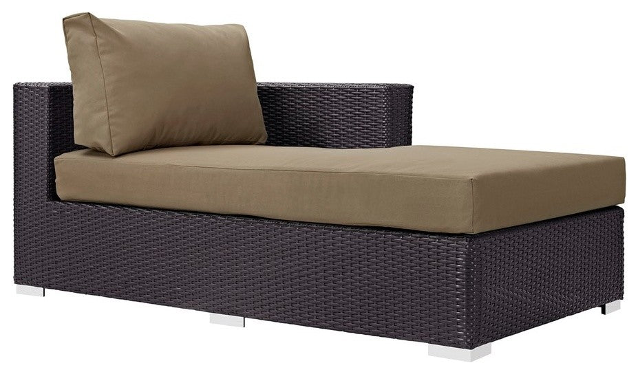 Convene Outdoor Patio Fabric Right Arm Chaise, Espresso Mocha