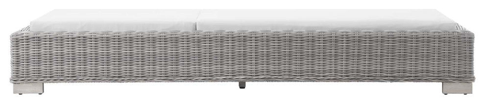 Conway Outdoor Patio Wicker Rattan Chaise Lounge Light Gray White