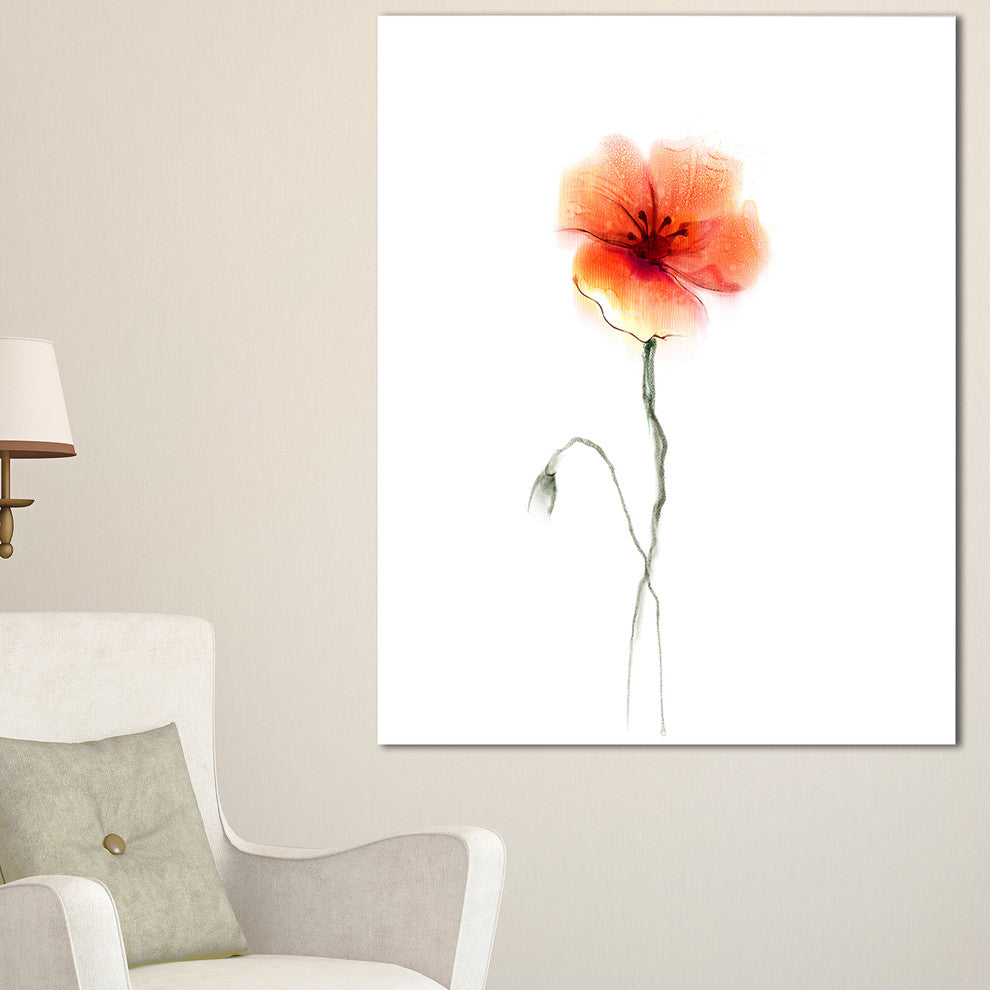 "Large Pink and Red Poppy Flower" Flower Canvas Wall Art, 20"x40"
