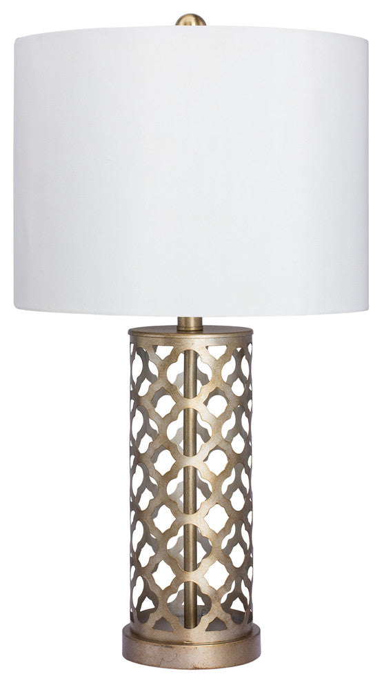 Fangio Lighting Moroccan Weave Metal Table Lamp, Muted Gold Finish