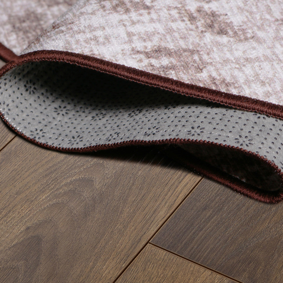 My Magic Carpet Washable Rug Miya Leopard Brown, 6' X 6'