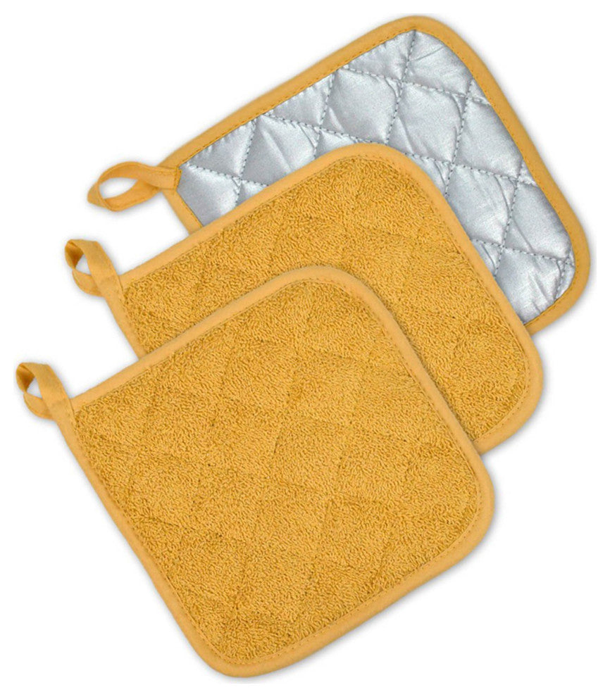 DII Mustard Terry Potholder, Set of 3