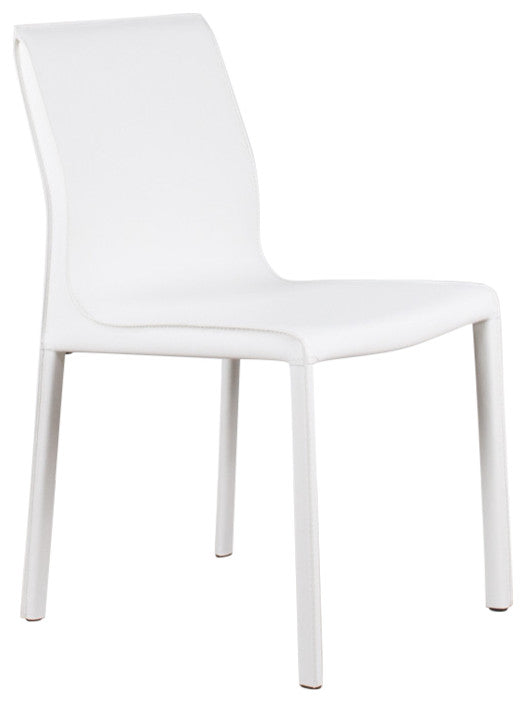 Elite Living Stan, Set of 2, Modern Leather Dining Chair, White