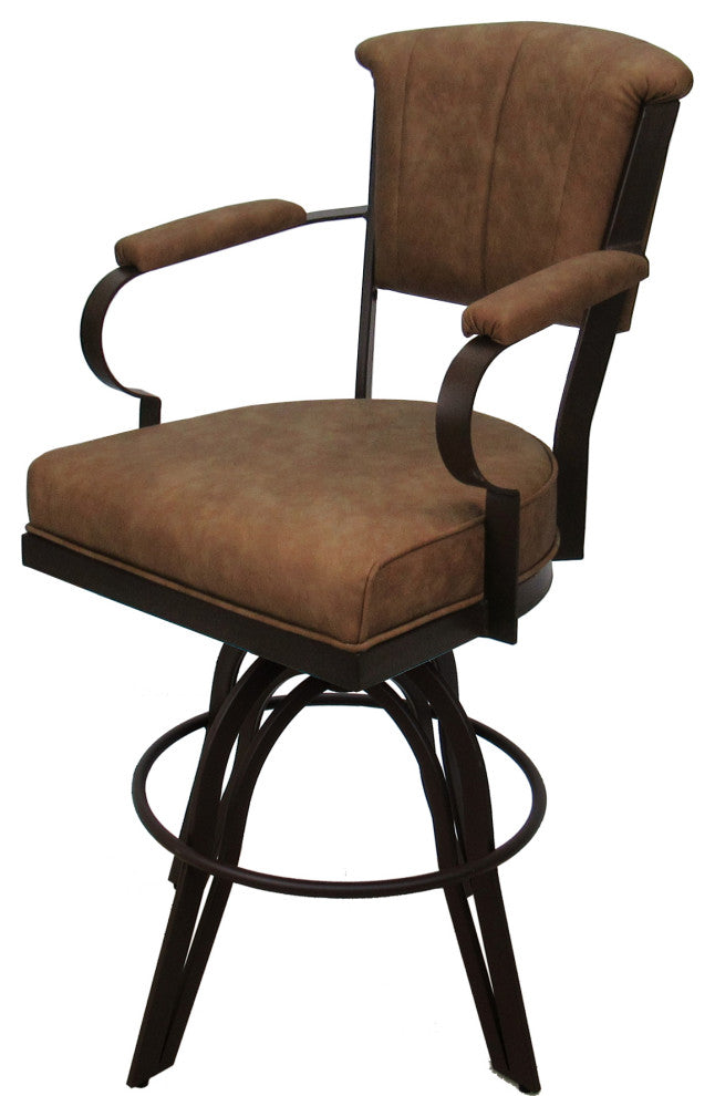 Miami Counter Metal Bar Stool A Base, Brown Vinyl Brown, 26"