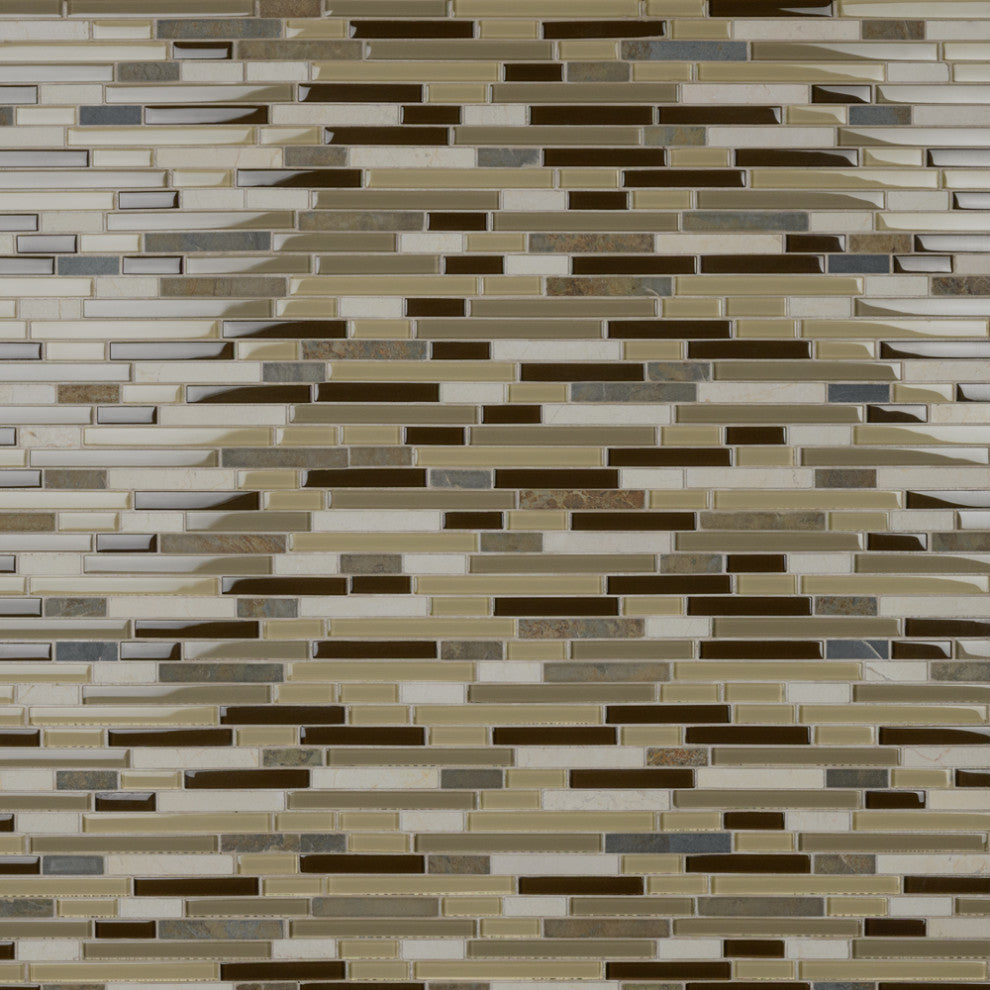 Tessera Piano Glass and Stone Mosaic Wall Tile, Brixton, Nassau