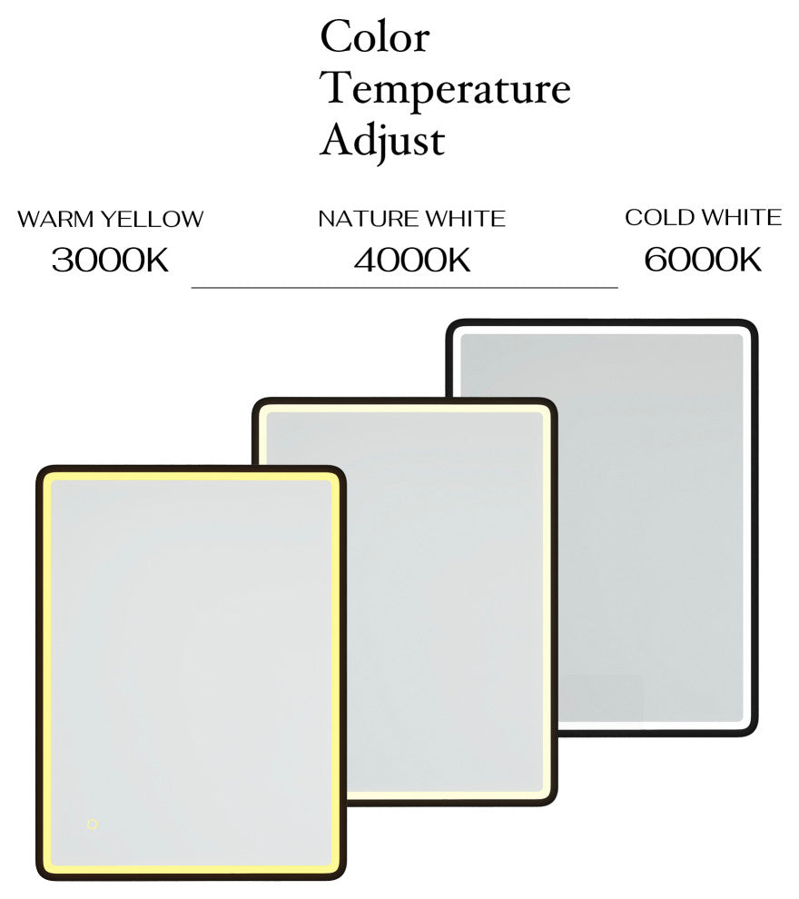 Rectangular Framed Wall-Mount Anti-Fog LED Light Bathroom Vanity Mirror