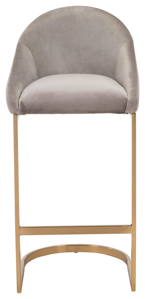Bar Stool Chair Barstool, Faux Vinyl Leather, Steel, Gray, Gold, Cafe