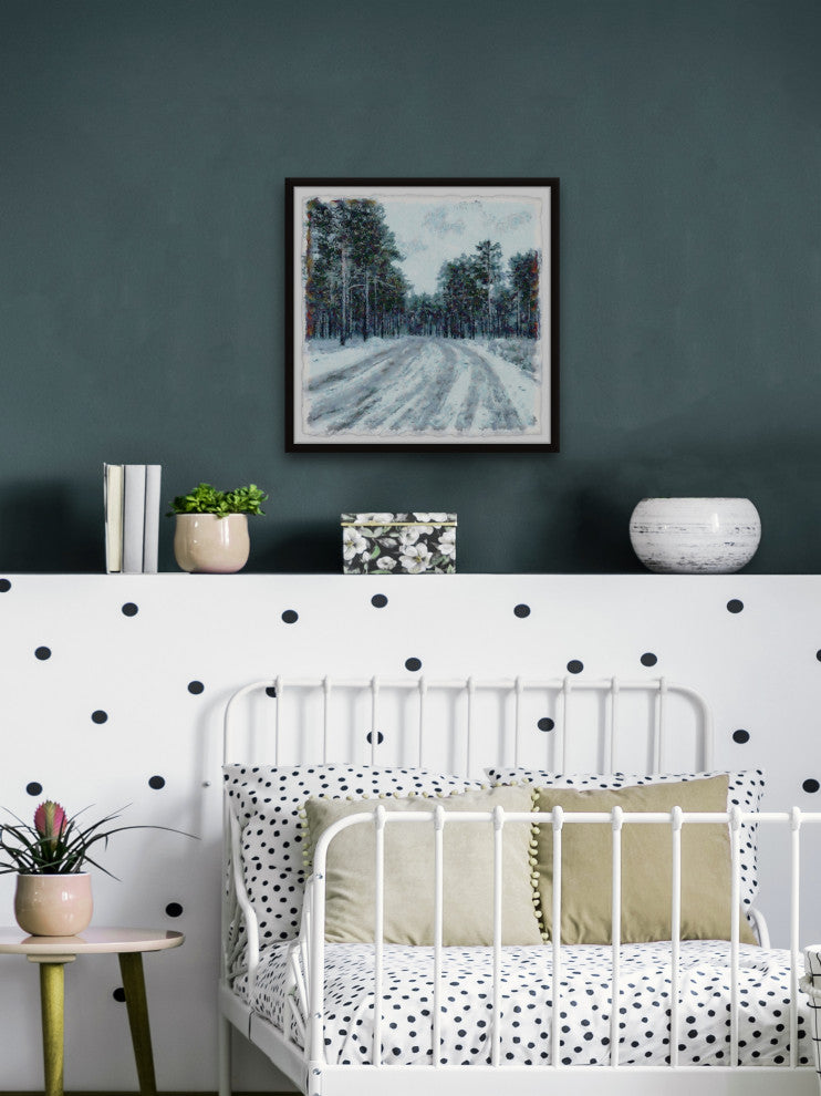 "Snowy Road" Framed Painting Print, 24x24