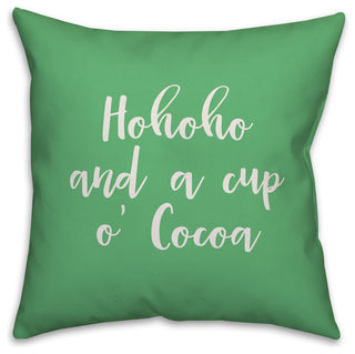Hohoho And  A Cup O' Cocoa, Light Green 18x18 Throw Pillow