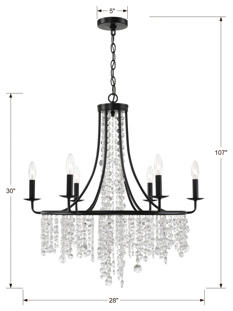 Gabrielle 6-Light Matte Black Chandelier