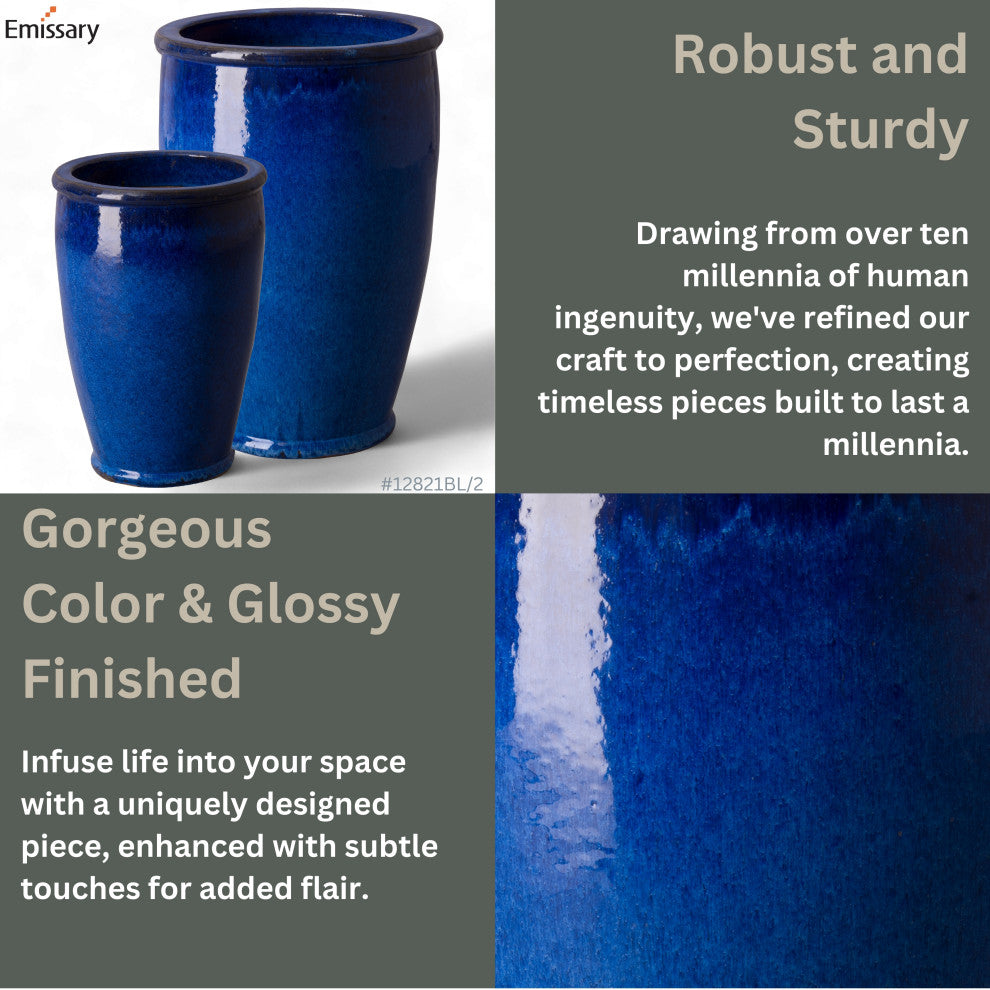 Round Blue Planter, Large