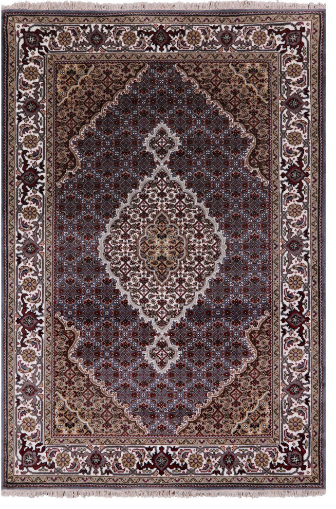 Hand Knotted Wool and Silk Persian Tabriz Rug 4' 1" X 6' 0" Q6023