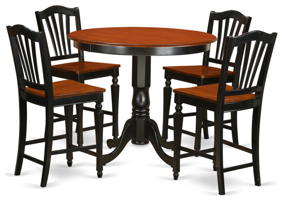 5 Pc Counter Height Dining Room Set - Counter Height Table, 4 Kitchen Chairs