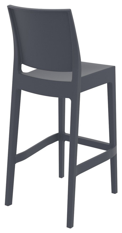 Maya Resin Barstool, Dark Gray, Set of 2