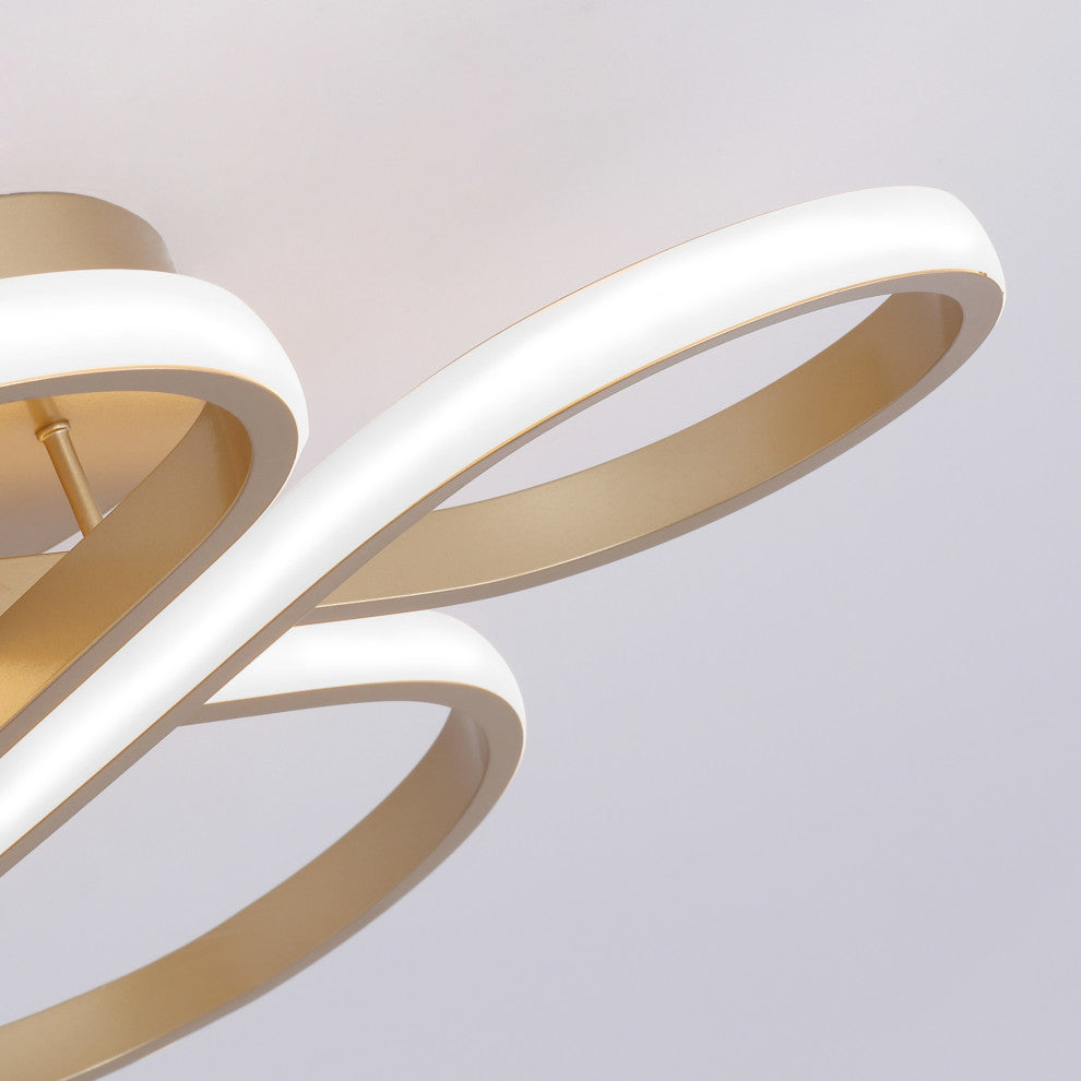 Modern Concise LED Flush Mount Ceiling Light 1-Light Linear Deisgn Light, Gold