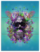 Skull with Glasses and Butterflies, Abstract Wall Art Canvas, 28x36, 3 Panels