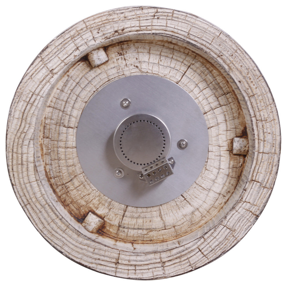 Cylindrical Magnesium Oxide Outdoor Fire Pit with Waterproof Cover, Beige