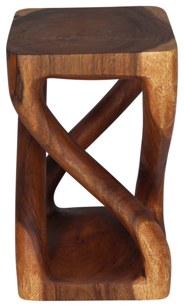 Haussmann Wood Vine Twist Stool Accent Table 14 in x 23 in H Cherry Oil