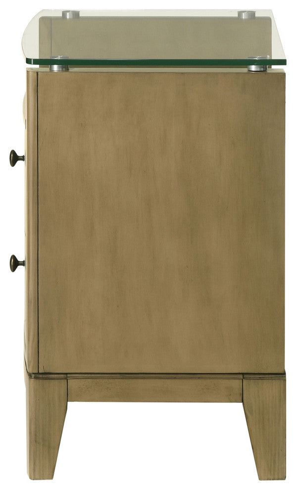 Granada 2-drawer Glass Top Nightstand Natural Pine