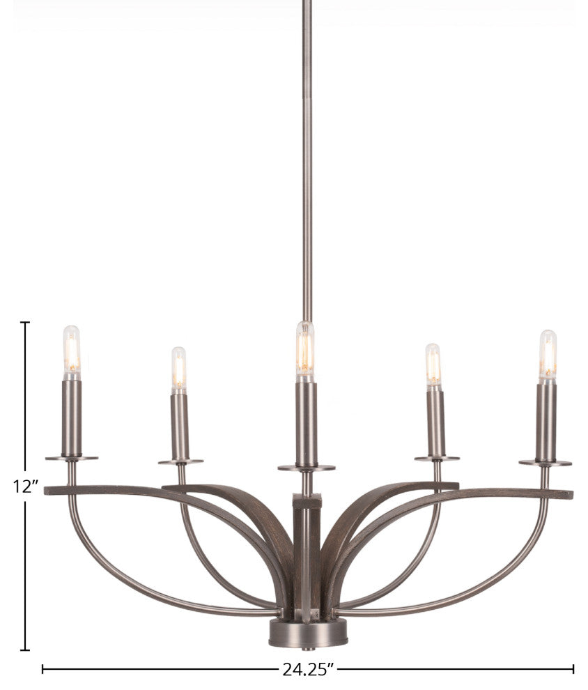 Monterey 5-Light Chandelier, Graphite & Painted Distressed Wood-look