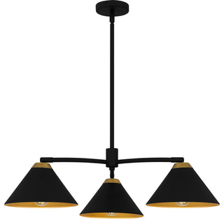 Alscott Three Light Chandelier in Matte Black