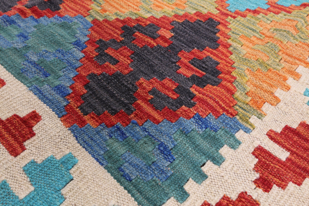 6' 6" X 10' 1" Wool On Wool Flat Weave Kilim Rug - Q12545