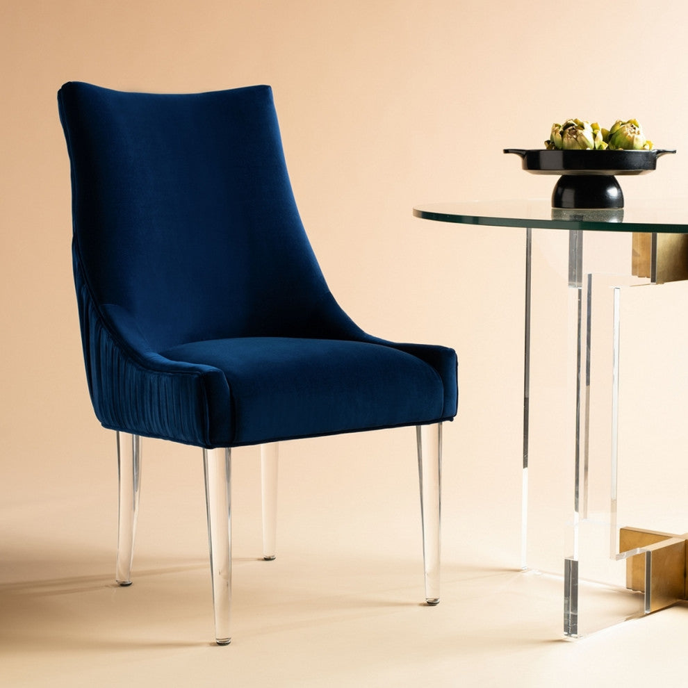Safavieh De Luca Acrylic Leg Dining Chair Navy