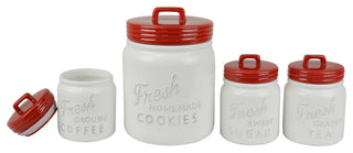 DII Red Ceramic Jar Canister (Set of 3)