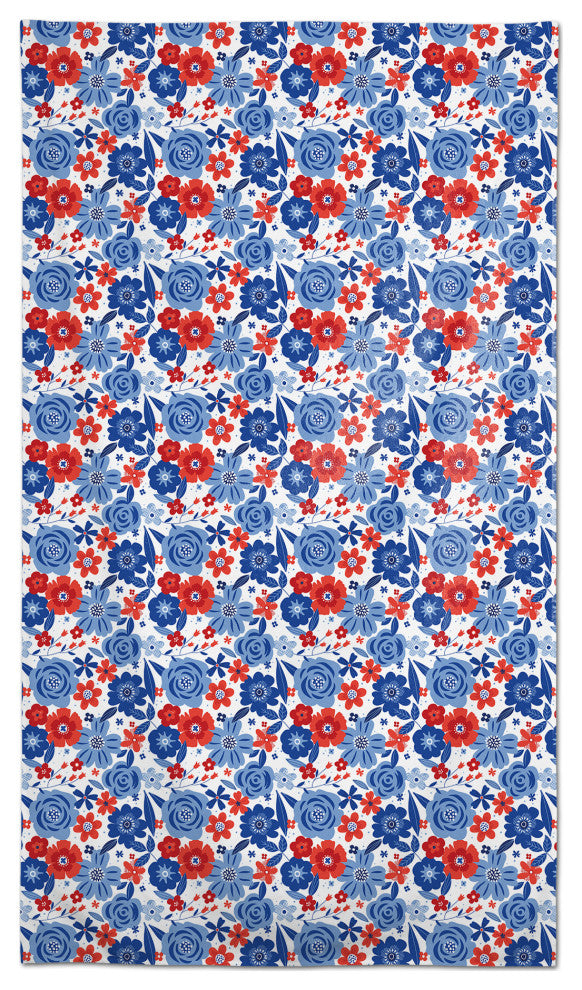 Red White and Blue Florals 58 x 102 Tablecloth