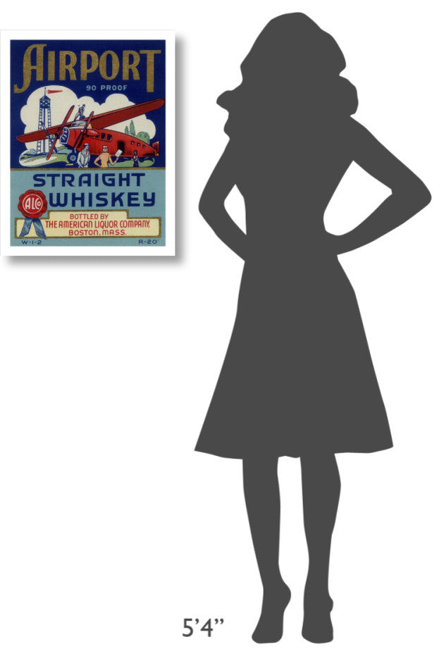 "Airport Straight Whiskey" Digital Paper Print by Vintage Booze Labels, 19"x24"