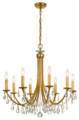 Crystorama 8828-GA-CL-MWP, 8-Light Chandelier, Antique Gold