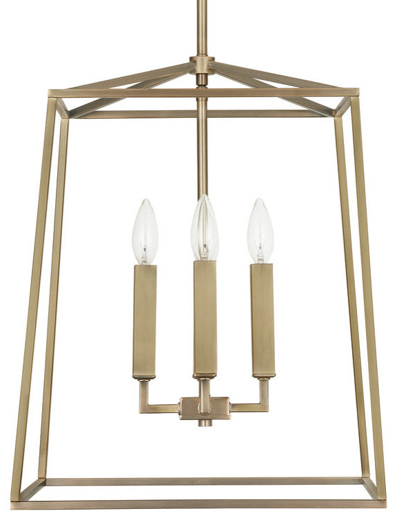 Capital Lighting 537642 Thea 4 Light 16"W Taper Candle Pendant - Aged Brass