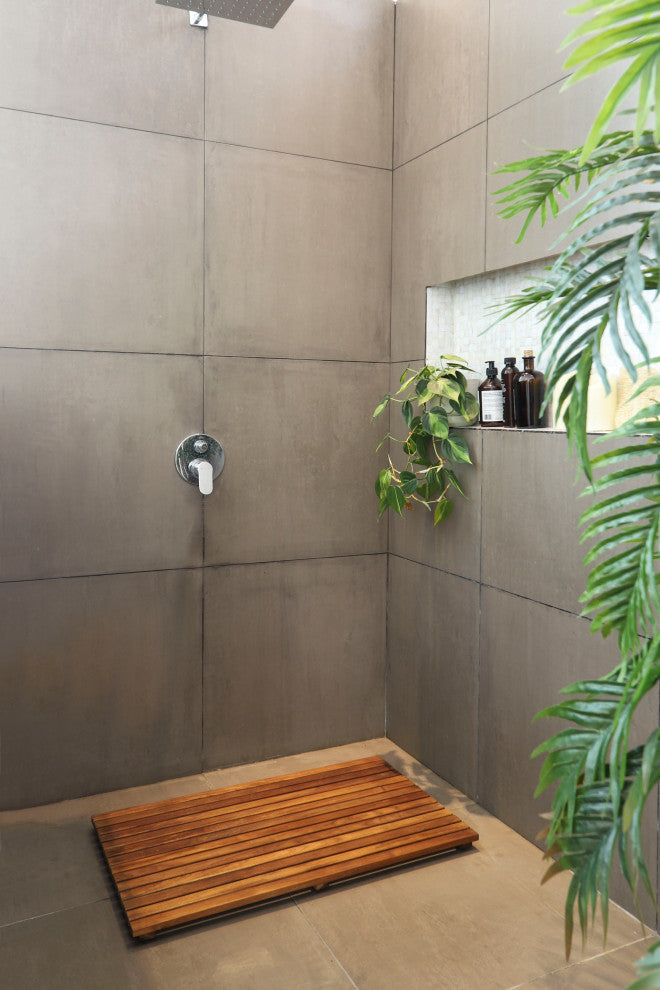 Nordic Style Oiled Teak Shower and Bath Mat 31.4"x19.6"