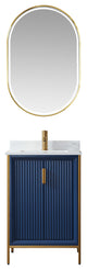 Granada Vanity With White Composite Stone Top, Royal Blue, 24", With Mirror
