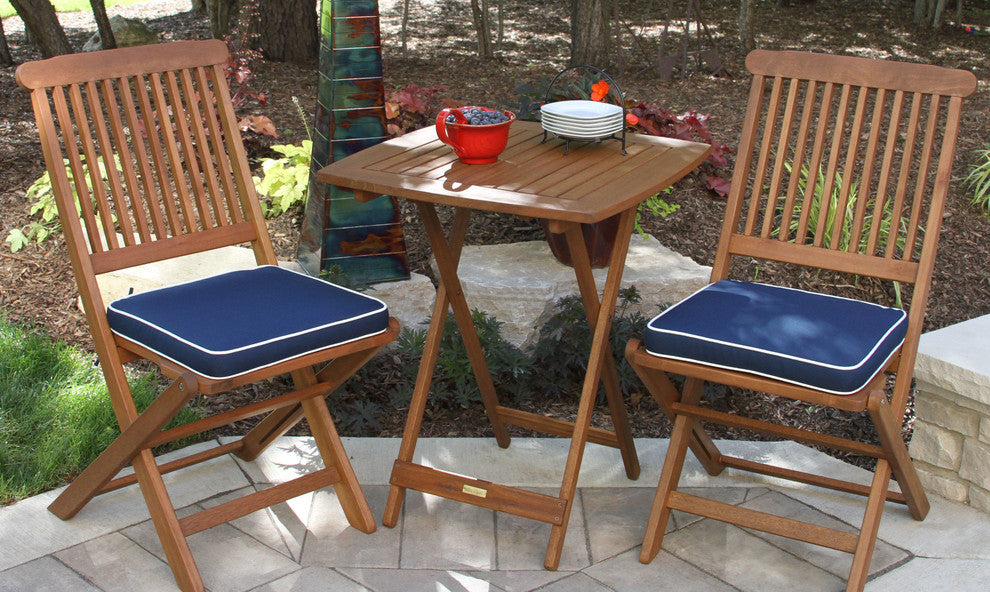 Glenoak 3-Piece Square Bistro Folding Set, Navy