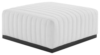 Conjure Channel Tufted Upholstered Fabric Ottoman, Black White