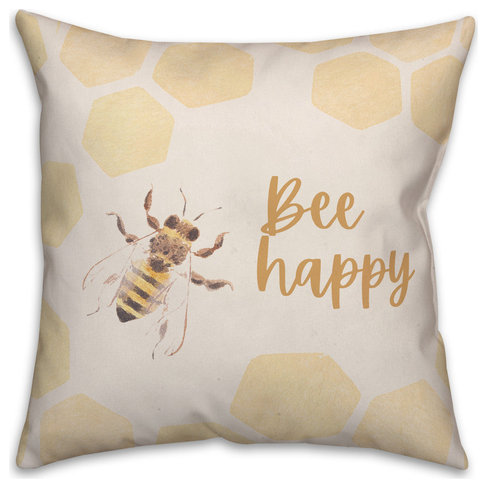 Bee Happy Watercolor Hive 4 20x20 Spun Poly Pillow