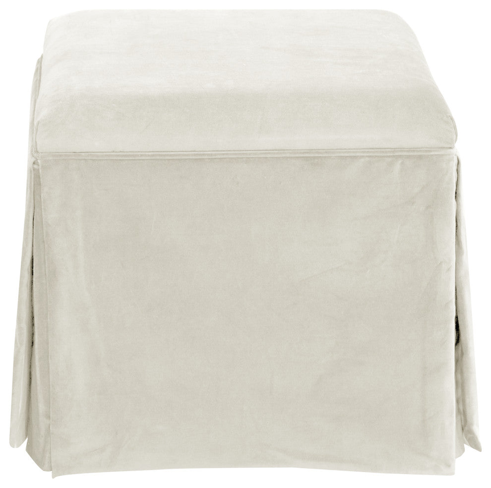 Ivy Skirted Storage Ottoman, Regal Antique White