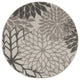 5' Round Gray Round Floral Indoor Outdoor Area Rug