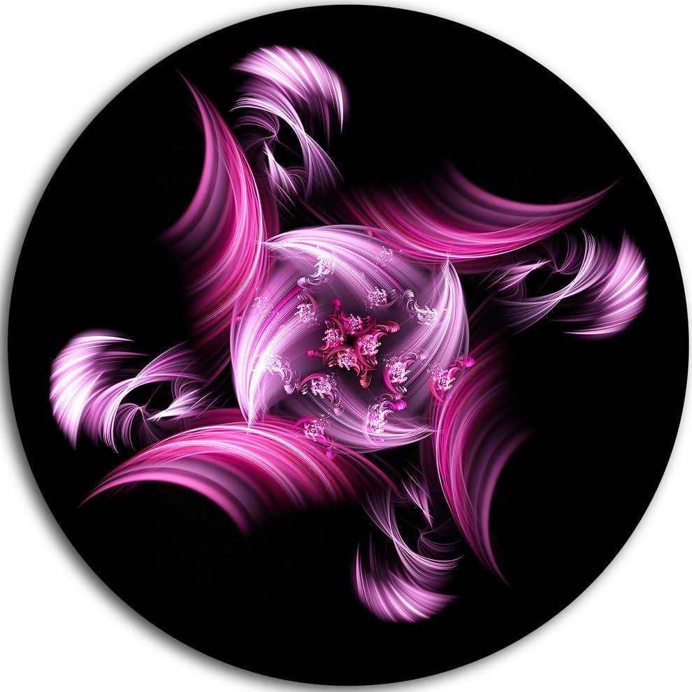 Rotation Of Small World Purple In Black, Floral Round Artwork, 23"