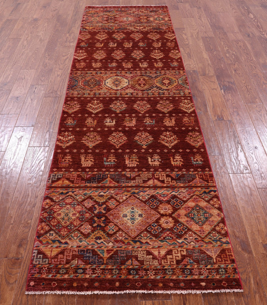 Runner Handmade Tribal Persian Gabbeh Wool Rug 2' 11" X 9' 10" Q10853