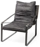 35" Black Leather Distressed Arm Chair