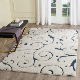 Safavieh Florida Shag 8' X 10' Power Loomed Rug in Cream and Blue