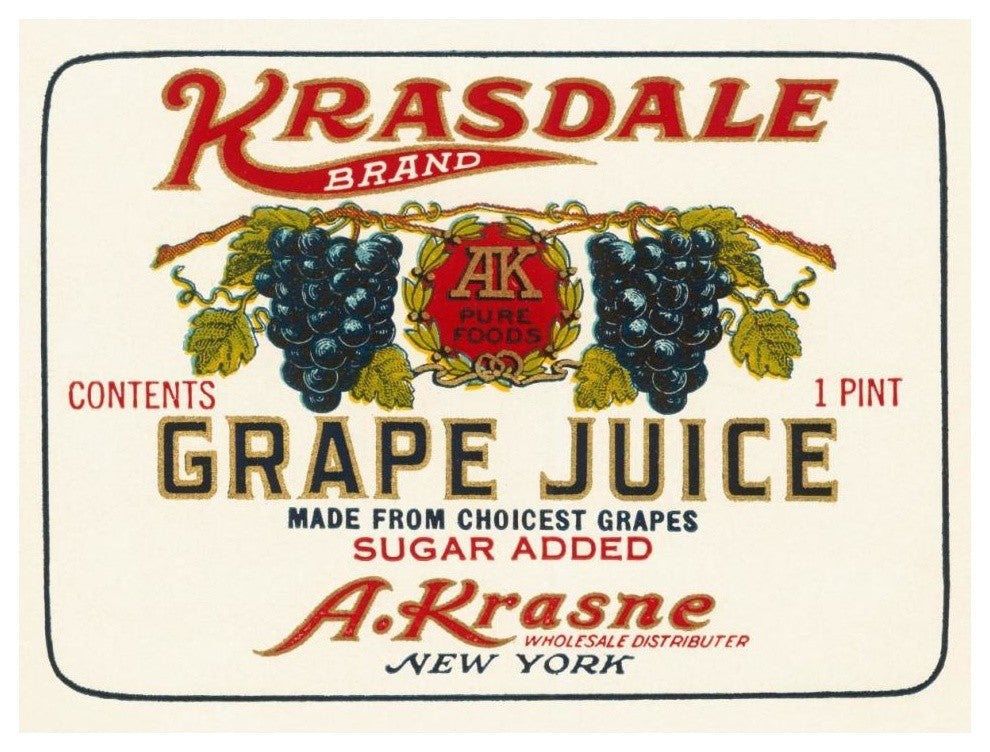 "Kransdale Brand Grape Juice" Digital Paper Print by Retrolabel, 42"x32"