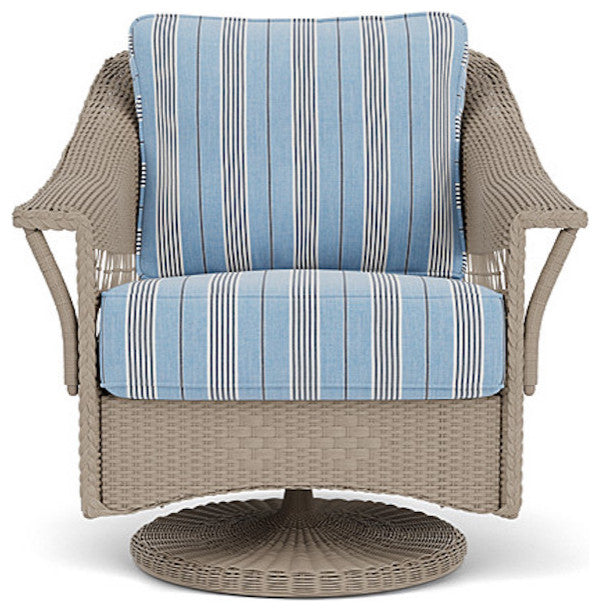 Lloyd Flanders Nantucket Swivel Lounge Chair, French Beige, Hansen Sky
