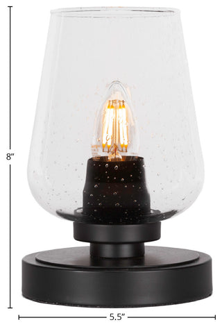 Luna 1-Light Table Lamp, Matte Black/Clear Bubble