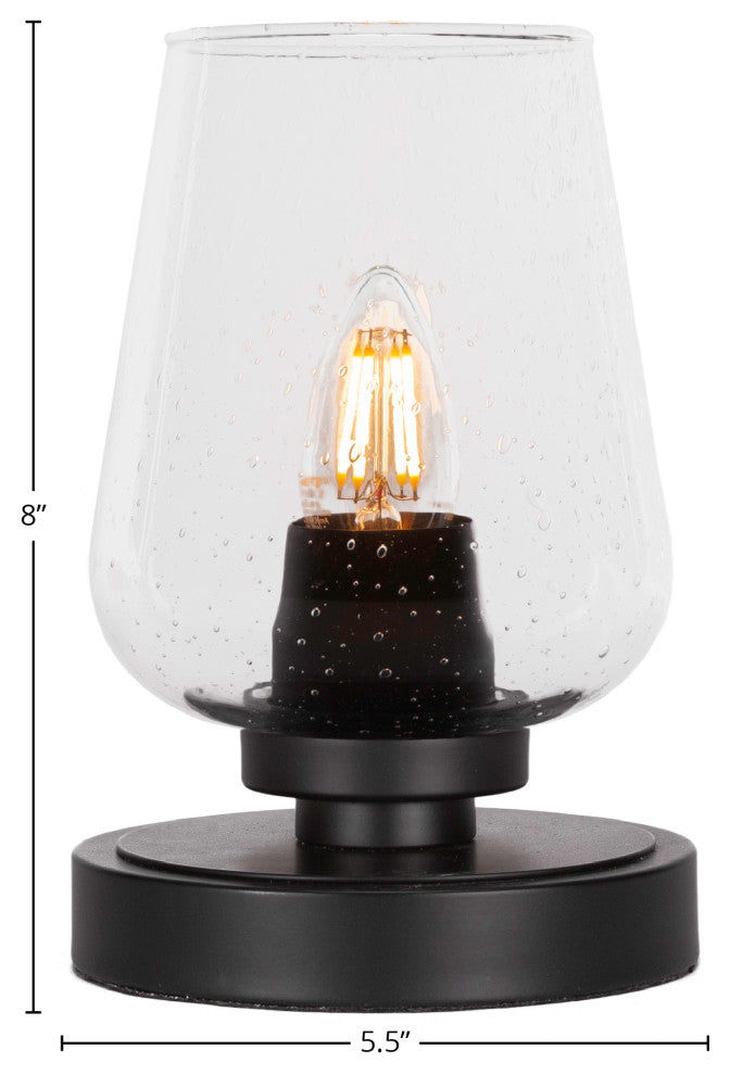Luna 1-Light Table Lamp, Matte Black/Clear Bubble