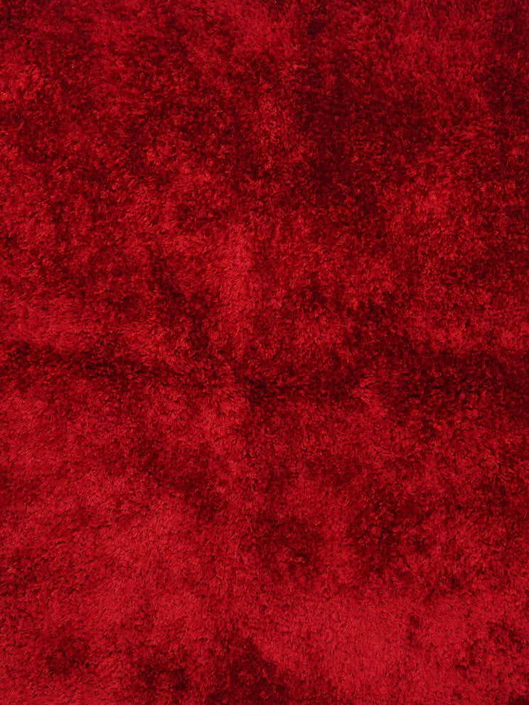 HAND TUFTED SHAG POLYESTER ECO-FRIENDLY AREA RUGS, Red Color, Solid Design