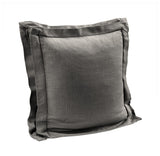 Luna Double Flanged Washed Linen Pillow, 20"x20", Slate
